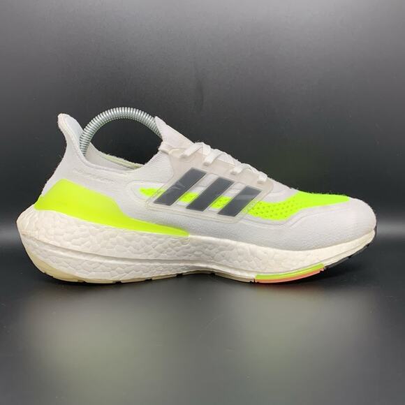 Adidas UltraBoost 21 White Solar Green Running Shoes FY0401 Women's Sz‎ 9 - Picture 8 of 10
